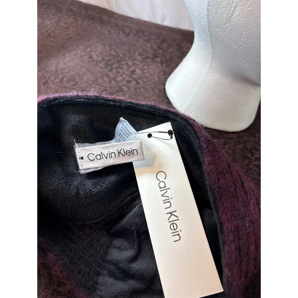 Calvin Klein Womens Purple Twisted Knit Fleece Lined Headband Ear Warmer NWT